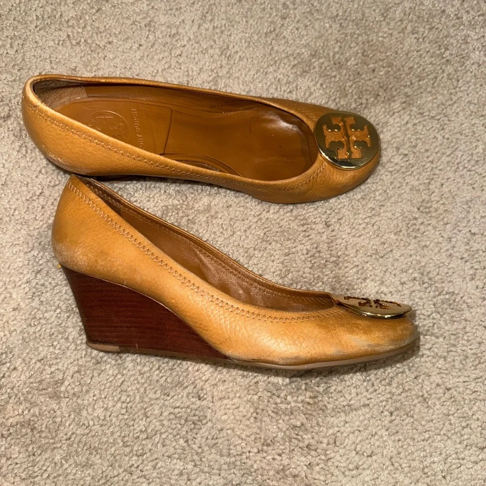 Tory Burch tan wedges. Size 7